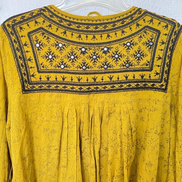 Free People Twilight Embellished Cotton Jacket yellow mustard color Size XS - Picture 9 of 14